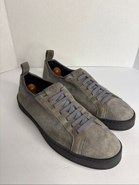 Martin Dingman Gray Suede Low-Top Sneakers with Black Sole